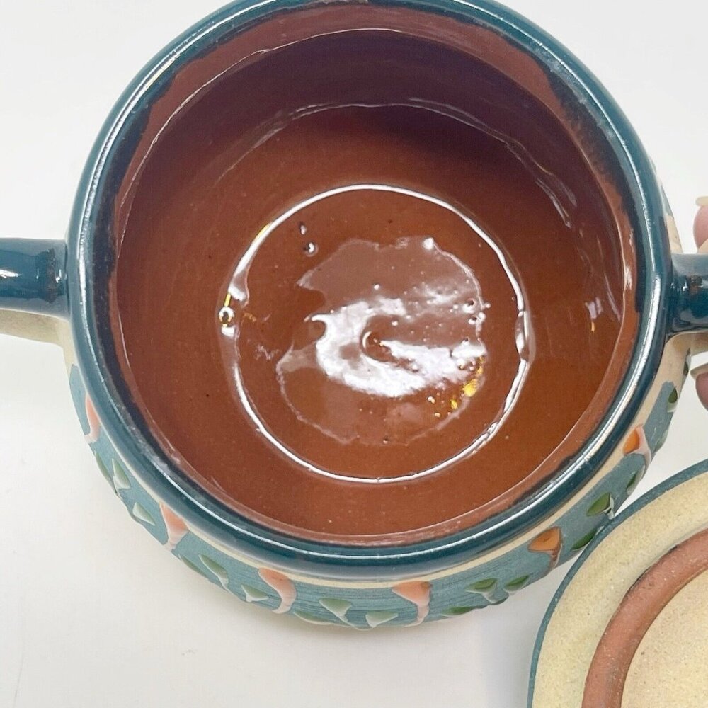 Talavera Signed Vergeas Hand Painted Art Pottery Covered Sugar Bowl Mexico - Picture 3 of 6